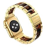 Wearlizer Compatible with Apple Watch Band 42mm 44mm Replacement for iWatch Womens Mens Wristbands Ordinary Jewelry Stainless Steel Luxury Tortoise Resin Metal Bracelet Clasp Series 5 4 3 2 1