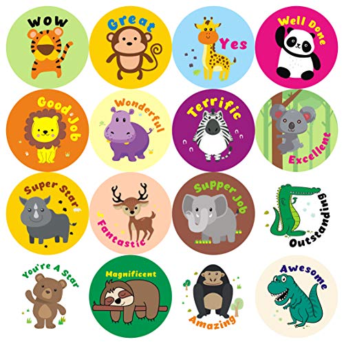 WATINC Reward Stickers 1000+ Count 63 Sheets for Kids Teacher Kawaii Animals Panda Lion Tiger Classroom Motivational Sticker Encouragement Behavior Stickers Scrapbooking Birthday Gift for Boys Girls