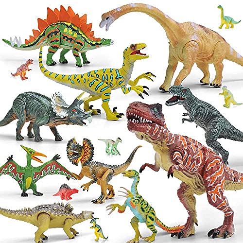 Book Cover 20Pcs Dinosaur Toys for Boys, Gizmovine Realistic Dinosaurs Figures Toy Playset, Movable Educational Dinosaur Figures Including T-Rex, Triceratops, Velociraptor for 3 5 Year Old Kids Party Gifts