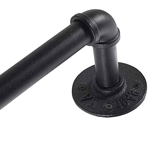 1 Inch Industrial Curtain Rod, Curtain Rod for Windows 66 to 120, Curtain Rods, Black Curtain Rod, Outdoor Curtain Rod, Rustic Curtain Rod, Room Divider Curtain Rod, 72-144 Inch: Black