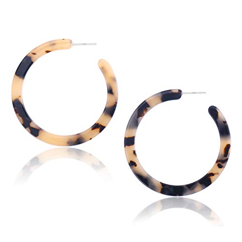 Acrylic Resin Hoop Earrings for Women Fashion Tortoise Shell Earrings Set for Girls