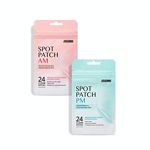 Book Cover Acne Spot Patch AM+PM Daytime Absorbing Cover Patch Hydrocolloid, Tea Tree Calendula, Rosehip Seed Oil (AM+PM / 48 PATCHES)