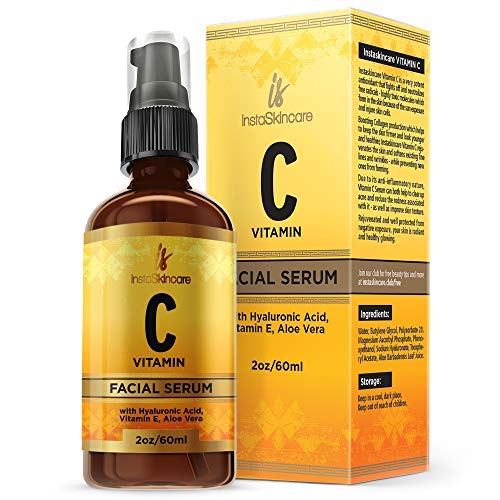 Vitamin C Serum for Face (2oz) with Hyaluronic Acid and Vitamin E Natural Skin Care Facial Treatment Neck and Chest Anti-Aging Serum Fights Pigmentation Fine Lines and Wrinkles