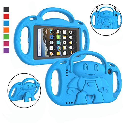 LTROP Kindle Fire 7 Tablet Case, Fire 7 2019/ 2017 Case for Kids - Light Weight Handle Stand Shoulder Strap Child-Proof Case for Fire 7-inch Display Tablet ( 9th Generation & 7th Gen) - Blue