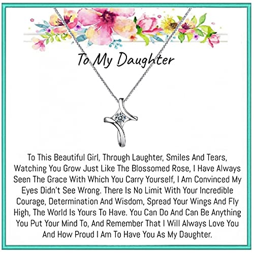 Onepurposegifts Daughter Gifts Daughetrer necklace, Daughter birthday gifts, sweet 16 gifts graduation gift gifts for her Cross