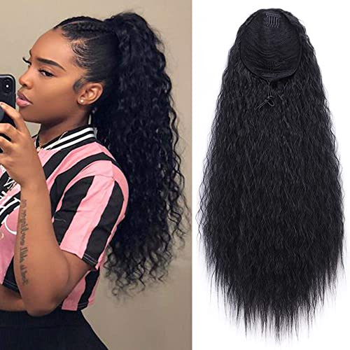 AISI BEAUTY Curly Ponytail Extension Drawstring Ponytails for Black Women Synthetic Curly Drawstring Ponytail with 2 Clips on Ponytails for Women … …