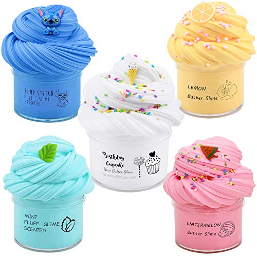 Luckyunicorn Butter Slime Kit, Stitch, Lemon ,Watermelon, 24 Pack Mint and Ice-Cream Slime, Stretchy and Non-Sticky, Stress Relief Toy for Girl Boys