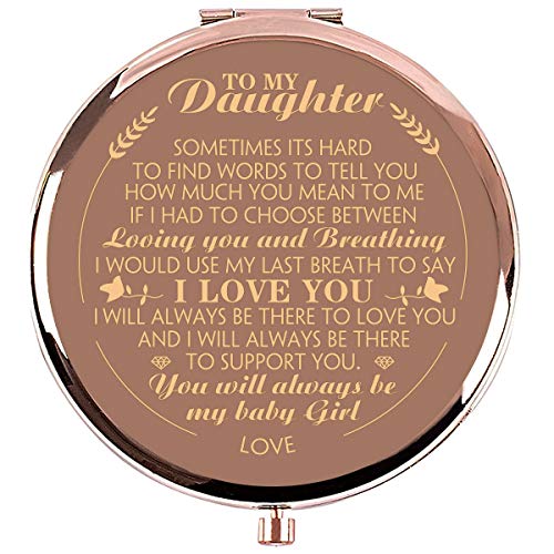 Ueerdand Daughter Gifts from Mom and Dad, Unique Birthday Gift Ideas for Daughter, Graduation Gifts for Her, Present for Women Girls, Rose Gold Purse Pocket Makeup Mirror