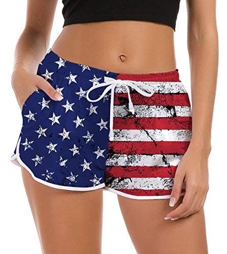 AIDEAONE Women Beach Boardshorts Quick Dry 3D Graphic Swimwear Summer Bottom Novelty Workout Gym Sport Pants with Side Pocket
