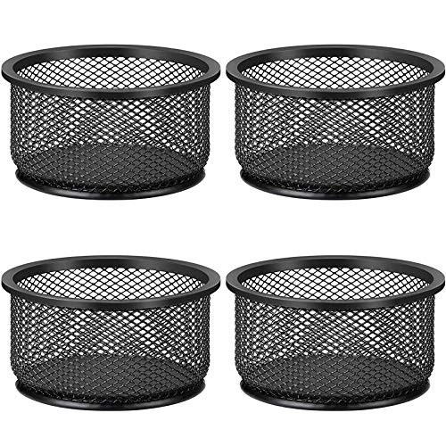 MaxGear Paper Clip Holder Mesh Paper Clip Holders Paperclip Holders Paper Clip Dispenser for Desk Paper Clip Organizer Office Binder Clip Holder Black, 4 Pack