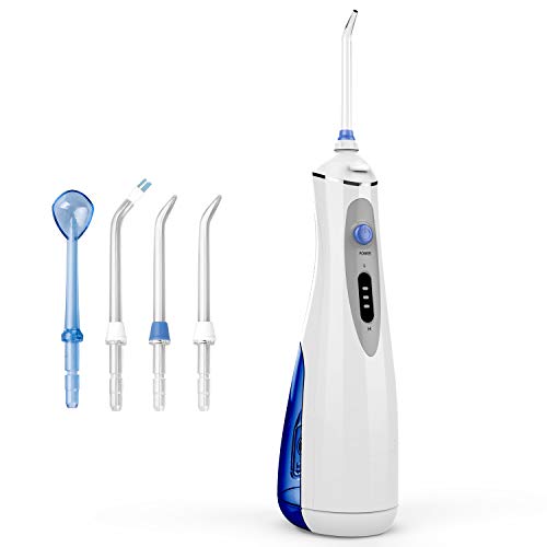 Bongtai Cordless Water Dental Flosser,Oral Irrigator, Portable and Rechargeable, IPX7 Waterproof, 3 Modes with 4 Jet Tips, for Home and Travel, Braces & Bridges Care 240ML