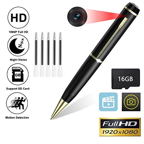 Hidden Camera Pen, HD 1080P Mini Portable Pocket Cam, Clip On Body Hidden Camera Security Pen Camera, Video Recording, Support Loop Recording, Suitable for Business and Conference