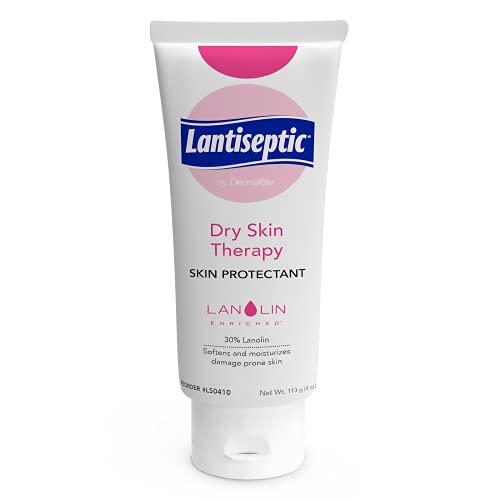 Lantiseptic Dry Skin Therapy Skin Protectant – 30% Lanolin Enriched Skin Protectant Barrier Cream for Everyday Moisturizing – Paraben Free, 1 Tube, 4oz