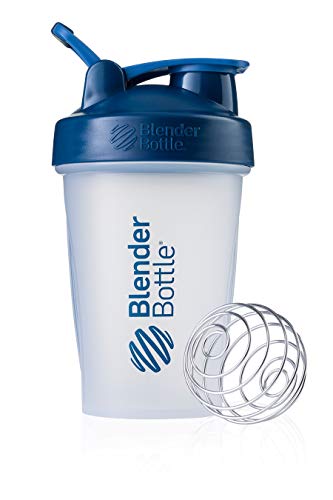 BlenderBottle Classic Loop Top Shaker Bottle, 20-Ounce (Clear| Navy lid)