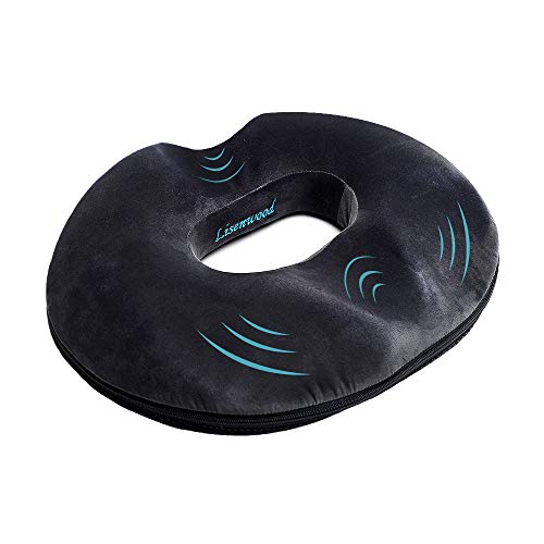 Lisenwood Donut Pillow Hemorrhoid Cushion - Memory Foam Donut Seat Cushion - Tailbone Pain Relief Cushion for Pregnancy, Coccyx, Bed Sores, Back, Sciatica - Premium Non - Slip Sitting Donut Cushion