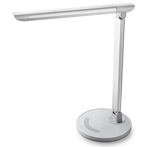 TaoTronics LED Desk, Eye-Caring Table, Dimmable Office Lamp with USB Charging Port, 5 Lighting Modes with 7 Brightness Levels, Touch Control, 12W, White Wood Grain