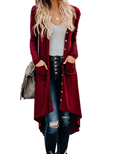 Sidefeel Women Long Sleeve Solid Color Button Down Knit Ribbed Cardigans Outwear