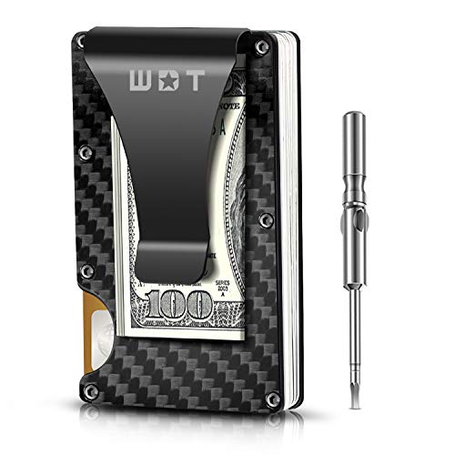 Minimalist Carbon Fiber Wallet, WDT Money Clip and Credit Card Holder,Card Wallet RFID Blocking,Bussiness Card Case Wallet for Men
