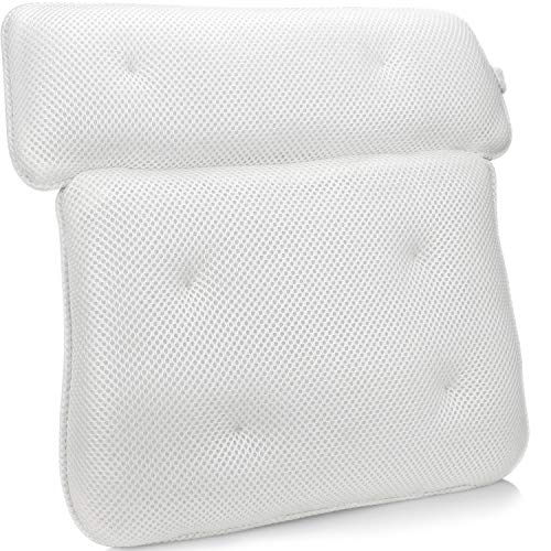 Sierra Concepts Bliss Luxury 3D Mesh Spa Bath Pillow for Bathtub, Spa with Six Strong Grip Suction Cups - Soft, Comfortable & Quick Dry for Neck, Head, Shoulder Ergonomic Support (14" x 14")