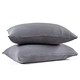 COSMOPLUS Pillowcase Queen Size,Set of 2 Pillow Cases,Premium Brushed Jersey Knit,Ultra Soft,Gray