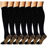 7 Pairs Copper Compression Socks for Men & Women - Best for Running, Athletic, Nurse, Pregnancy and Travel - 15-20mmHg