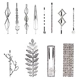 Lawie 12 Pack Silver Vintage Retro Geometric Metal Pearl Crystal Rhinestone Branch Leaf Hair Clips Snap Barrettes Claw Clamps U Shaped Wedding Party Bridal Decorative Bobby Pin Alligator Hairclips