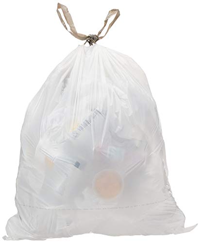 AmazonCommercial Custom Fit White Drawstring Trash Bags - Compatible with simplehuman Type R - 0.98 MIL - 150 Count