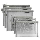 Topfinder Clear Cosmetic Bags Zip Makeup Mesh Bags Pencil Case Pouch Travel Toiletry Kit Set Storage Case ((6A+5A)*3 Grey)