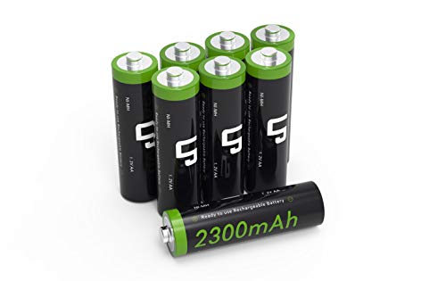 Book Cover LP AA Rechargeable Batteries Pack, 8 Pack 2300mah High Capacity Double A Batteries 1.2V NIMH for Clocks, Remotes, Toys, Cameras, Flashlights and More