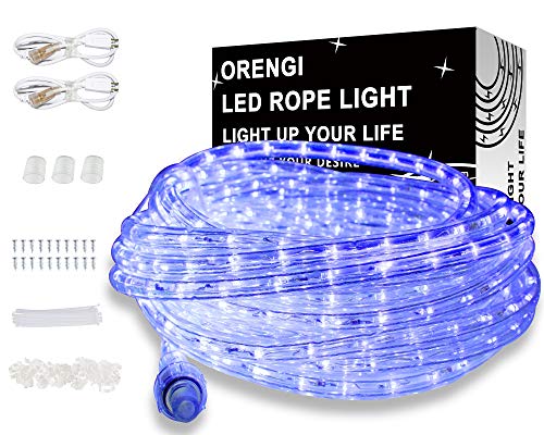 LED Rope Lights 50ft/15M, 540 Blue LEDs,Indoor Outdoor Waterproof Rope Lights,Bright,Connectable,110V 2 Wire UL Power Supply,Ideal for Backyard,Patio,Decorative Lighting
