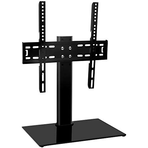 Universal TV Stand Base TableTop TV Stand for 26 to 55 Inch TVs -Height Adjustable TV Base Stand with Tempered Glass Base & Wire Management, Holds up to 88lbs, VESA 400x400mm(Max) by HY Bracket HY4001