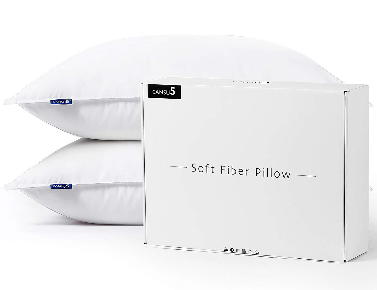 Book Cover CANSU5 Bed Pillows for Sleeping (2-Pack) - Soft Gel Fiber Pillows - Silky & Smooth -Queen