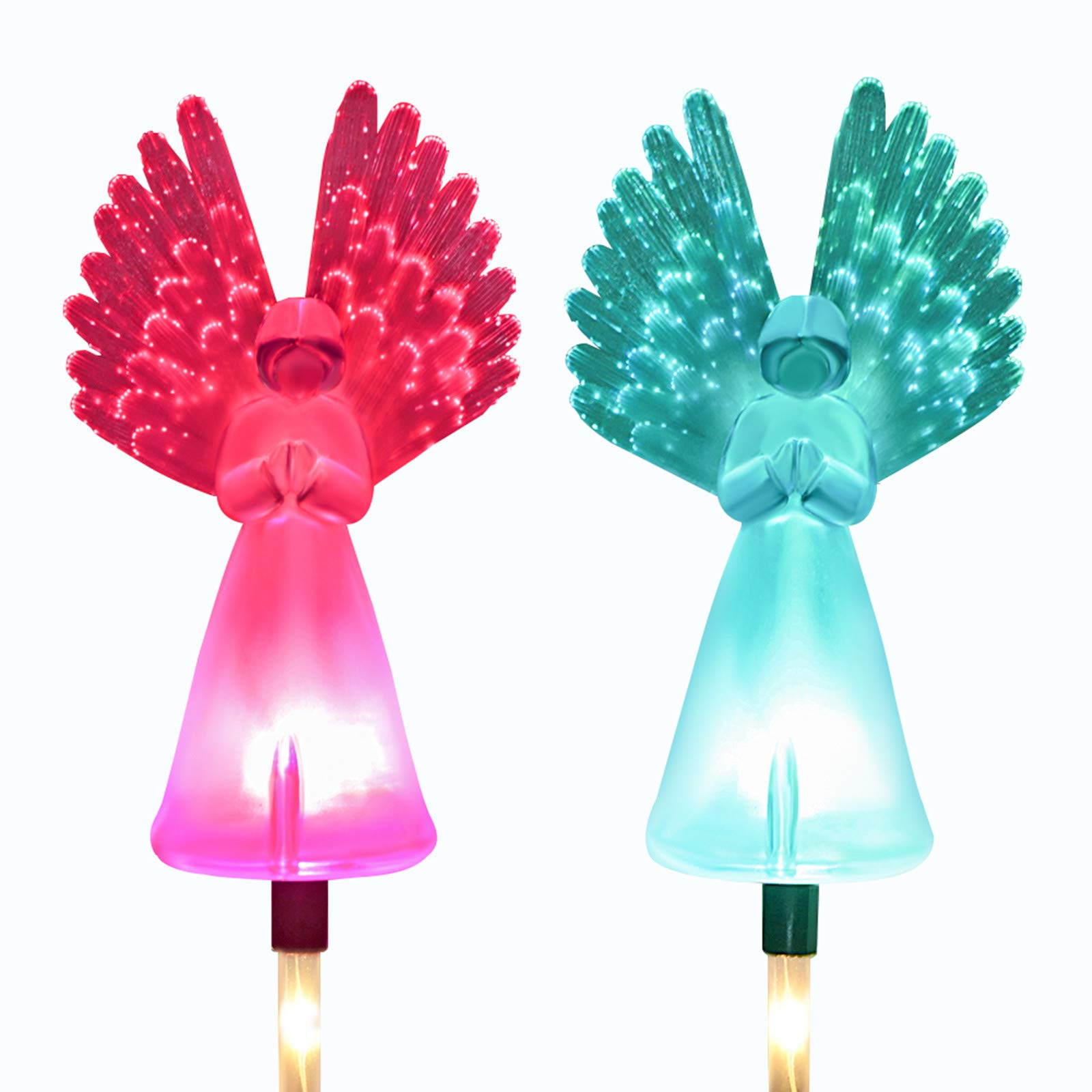 Kearui Solar Angel Lights Outdoor Decorative, Garden Gifts for Mom Women, Multi-Color Changing LED Stake Light with Fiber Optic Power for Loved One's, Yard Patio Lawn Grave Cemetery Decorations