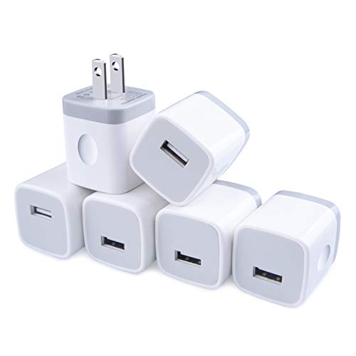 Book Cover One-Port Charger Plug, GiGreen 1A Charging Blocks 6Pack Ultra Compact Travel Charging Cube Power Adapter Compatible iPhone 13 Pro Max 12 SE 11 XS 8 6S, Samsung S22 S21+ S20 FE S10e S9 S8 Note 20, Moto