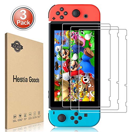 Book Cover [3 Pack] Nintendo Switch Screen Protector Tempered Glass - Hestia Goods Transparent HD Clear Anti-Scratch Screen Protector for Nintendo Switch