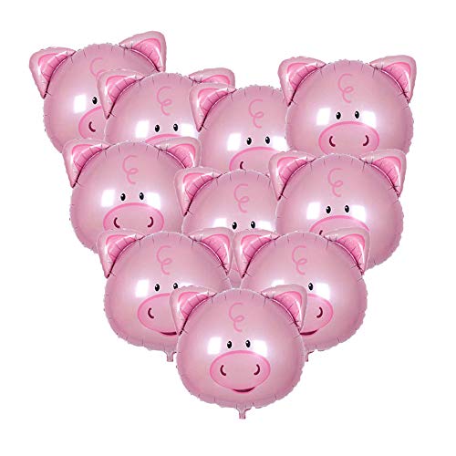 Soochat Pig Balloon Pink Pig Head Balloons Aluminium Film Balloon for Birthday Wedding Party Decorations 10 Pcs