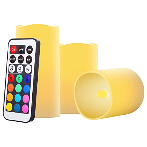 (Upgraded) Tea Lights with 24 HoursTimer, 12 RGB Color Tea Lights, 2 Modes Battery Operated Candles Lights, Realistic Flickering Light with Remote Control for Mood Lighting Seasonal Home Decor- 3 PCS
