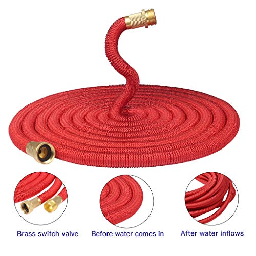 Book Cover Greenbest Garden Hose No Kinks Farm Hose Water Hose 50 Feet for Watering Lawn, Yard, Garden, Car Washing, Pet and Home Cleaning (Red)