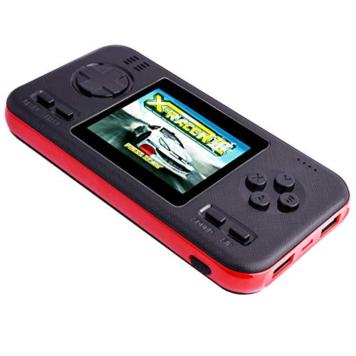 Portable Handheld Game Console and Power Bank, Built in 218 Classic Retro Video Games 8000 mAh Fast Charging Dual USB External Battery Pack for Phone, Pad, Other Smart Devices (Black)