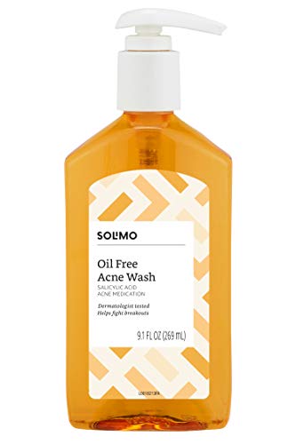 Amazon Brand - Solimo Oil Free Acne Wash, 2% Salicylic Acid Acne Medication, Dermatologist Tested, 9.1 Fluid Ounce