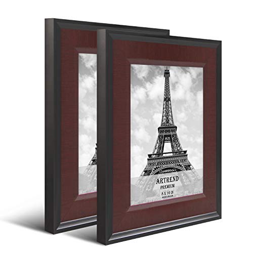 Book Cover Artrend,Traditional 8x10 Picture Frames,2 Pack Wide Edge Frames with Real Glass Fronts,Cherry Wood Grain