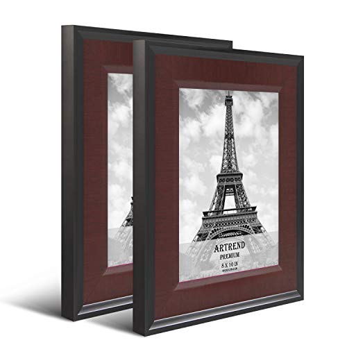 Artrend,Traditional 8x10 Picture Frames,2 Pack Wide Edge Frames with Real Glass Fronts,Cherry Wood Grain