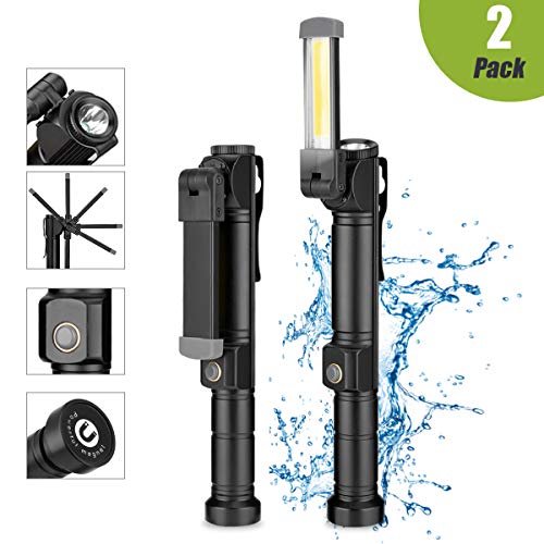 Aluminum COB LED Work Light，KeShi 700 Lumens LED Slim Work Light with Magnetic Stand, Cordless Portable Inspection Light for Car Repair, Workshop, Garage, Camping, Emergency Lighting (Batteries Not In