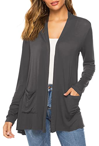 Women's Casual Lightweight Open Front Long Sleeve Cardigans with Pockets