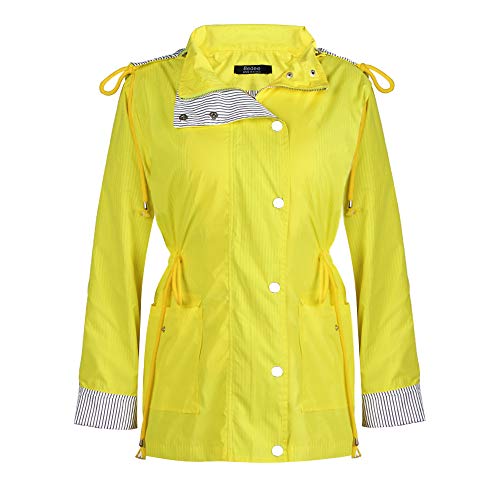 AKKEE Rain Jacket Women's Raincoats Windbreaker Waterproof Lightweight Outdoor Hooded Trench Coats Yellow