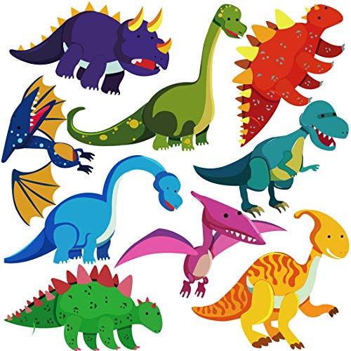 Book Cover DEKOSH Dinosaur Wall Decals for Nursery Decor | Jurassic World T-rex Colorful Peel & Stick Prehistoric Kids Wall Stickers for Baby Bedroom, Playroom Murals