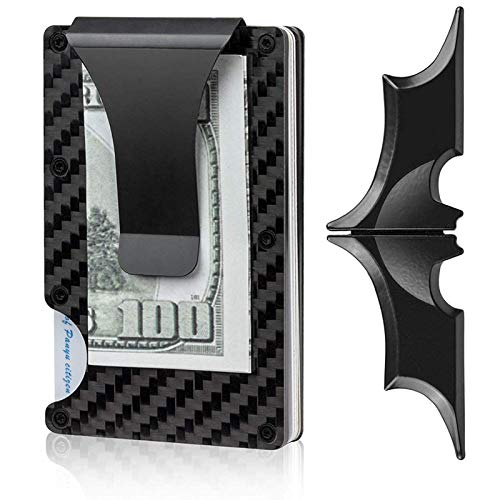 Wallets for Men, Money Clip and RFID Blocking Slim Wallet Set, Minimalist Carbon Fiber Wallet for Men, Credit Card Holder, Great Gear for Everyday Carry or Outside Ridge 2019 Upgraded