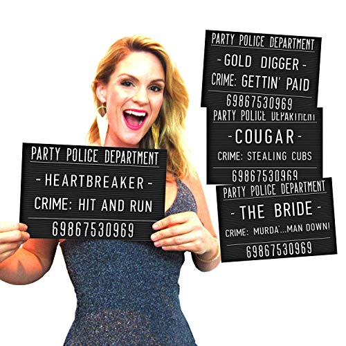 Bachelorette Party Supplies - Mugshot Bachelorette Photo Booth Props Kit - Bachelorette Games