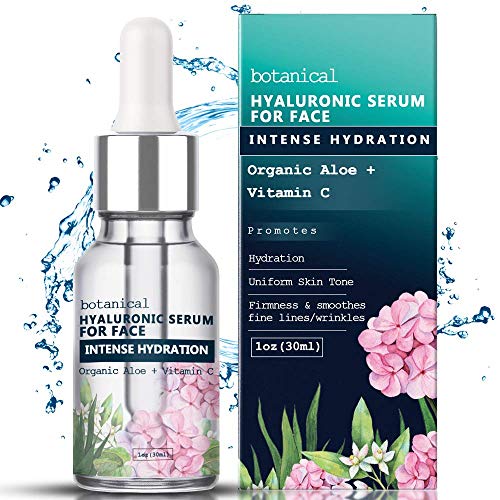 Hyaluronic Acid Serum for Face, Repairs Damaged Skin, All Natural with Vitamin C, E, Jojoba Oil, Witch Hazel. (Anti Aging Formula)
