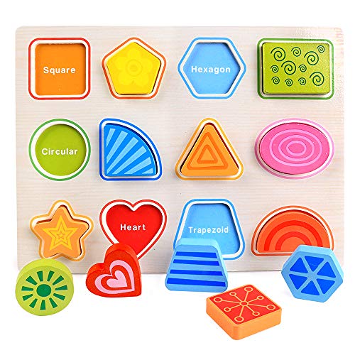 Blppldyci Shape Puzzle Wooden Peg Puzzle for Toddlers 2 3 4 Year Old Kids - Preschool Educational Chunky Puzzles for Kids - Toddler Montessori Learning Puzzle Toys Gift for Girls and Boys